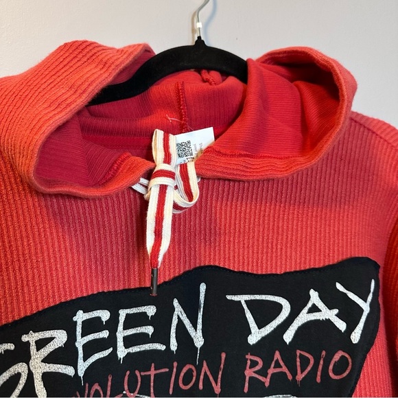 Green Day sweatshirt up cycle crop hoodie redish - Picture 5 of 8